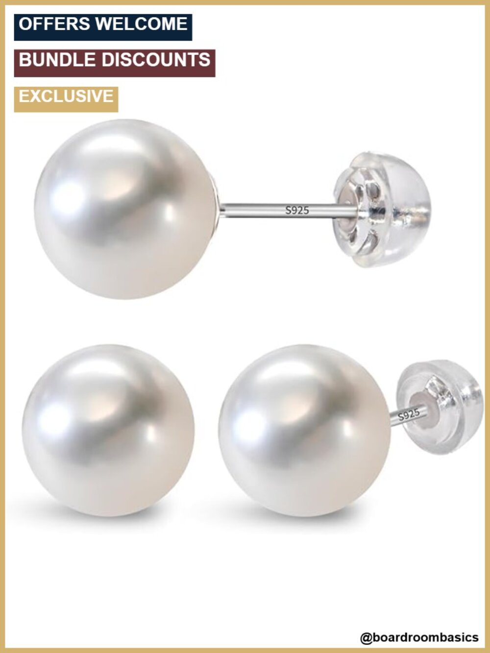 Freshwater Pearl Stud Earrings 925 Sterling Silver Push Back